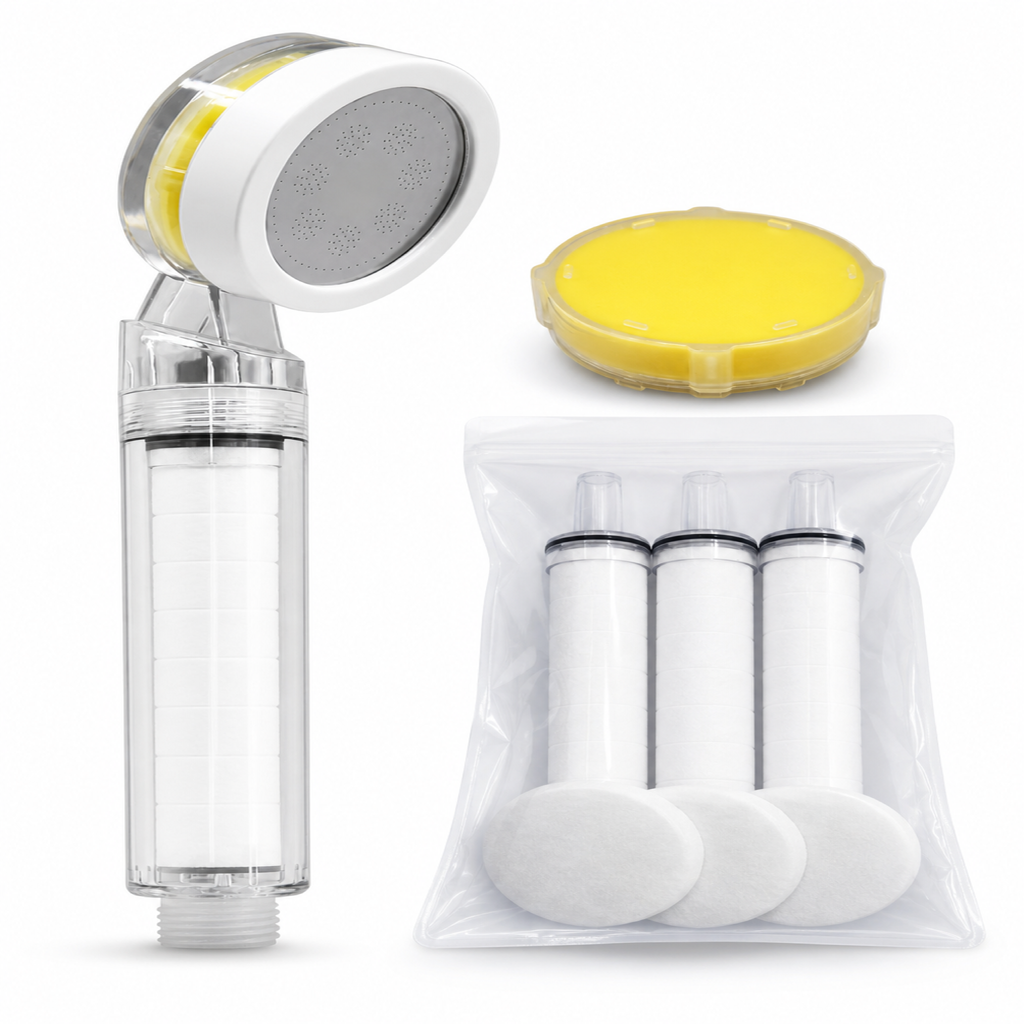 Filtre de douche à la vitamine C Bonum Vitae, photo produit sur fond blanc