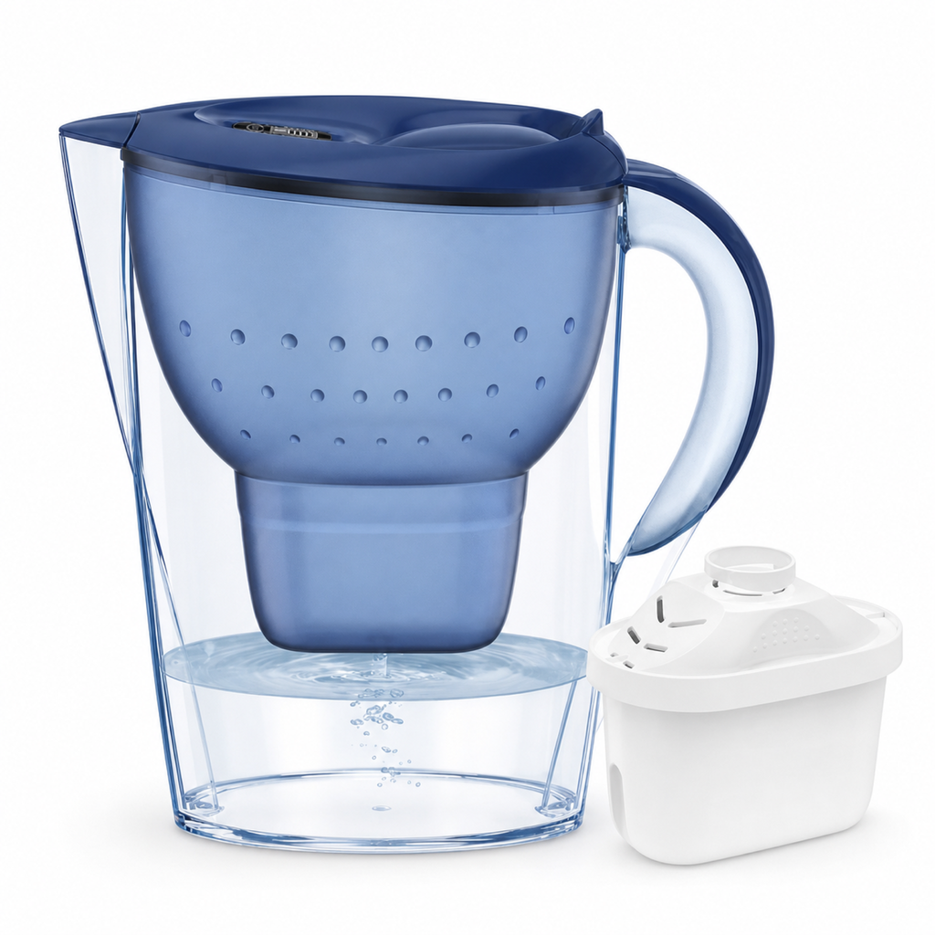 Carafe filtrante domestique Bonum Vitae, photo produit sur fond blanc