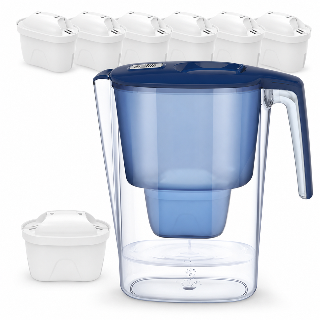 Carafe filtrante au charbon actif Bonum Vitae, photo produit sur fond blanc