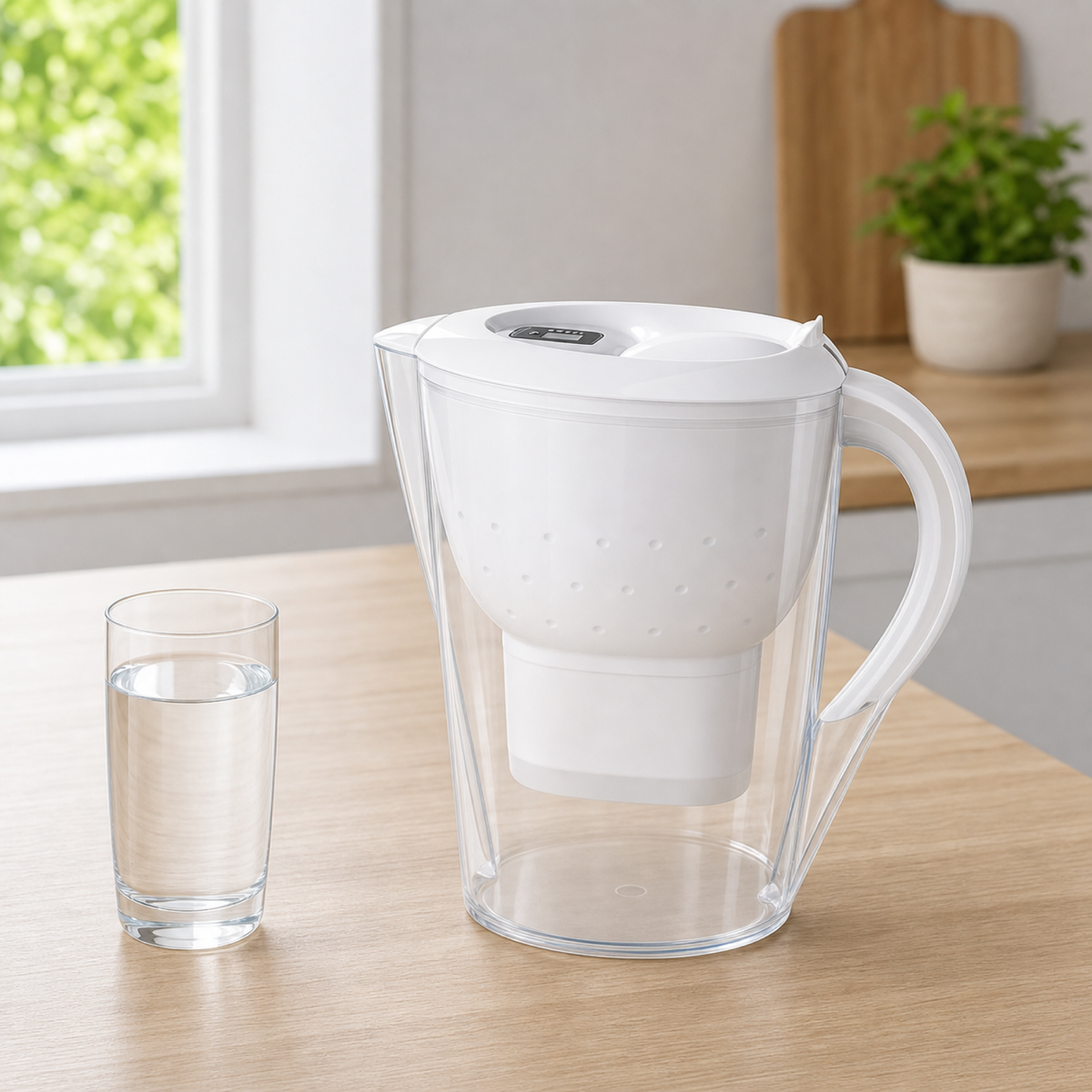 Carafe filtrante domestique en situation d'utilisation