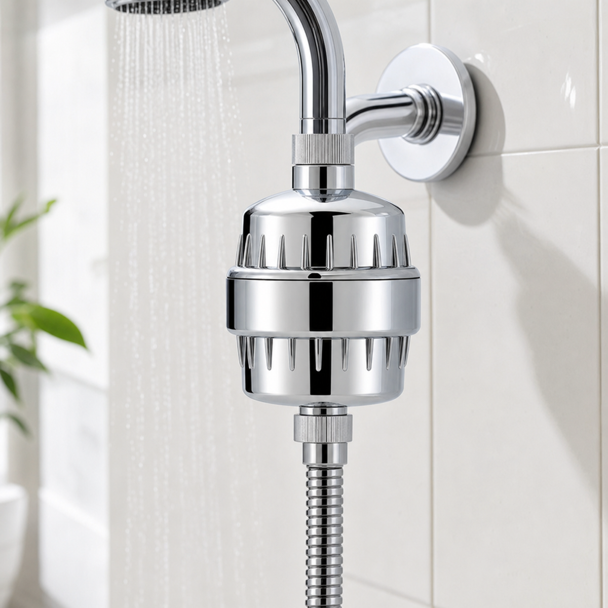 Filtre de douche 15-20 étapes en situation d’utilisation