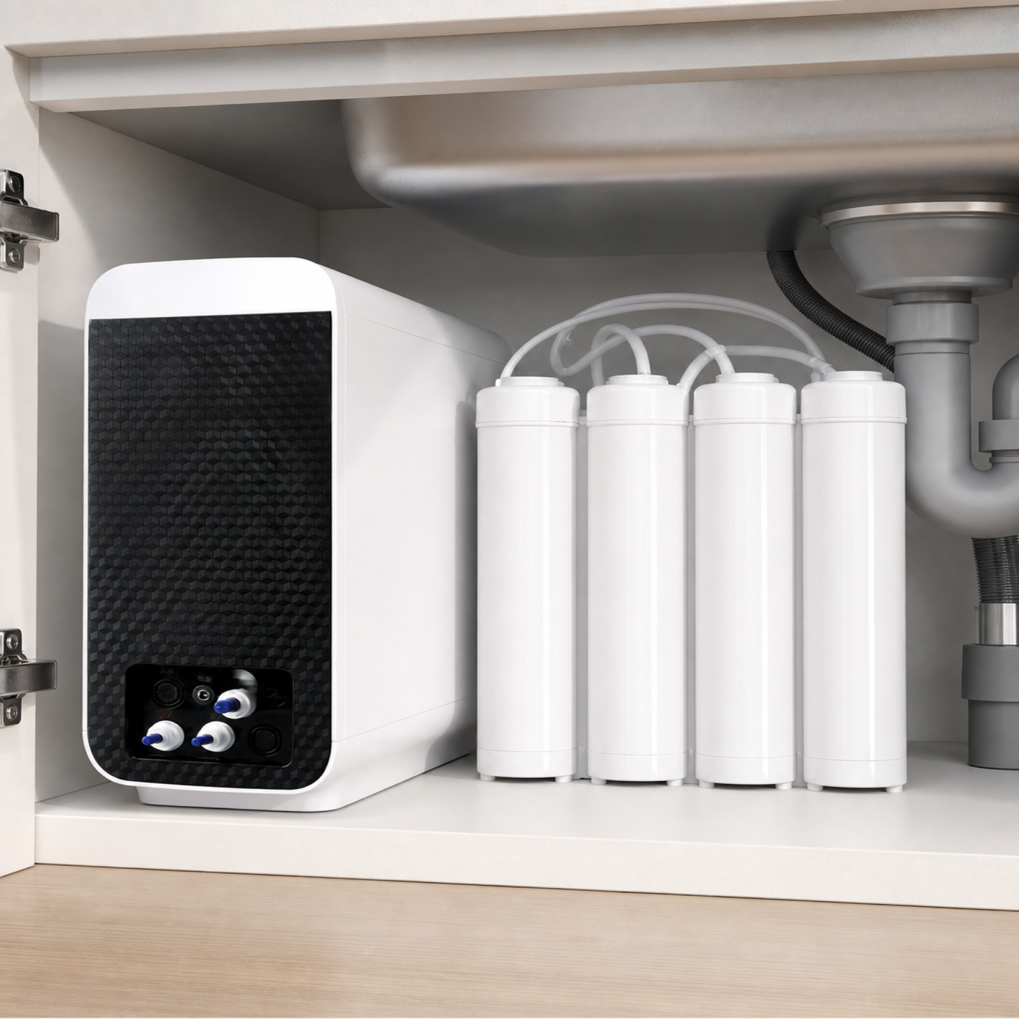 Filtration par osmose inverse OSWNKW 600 GPD haut débit en situation d’utilisation