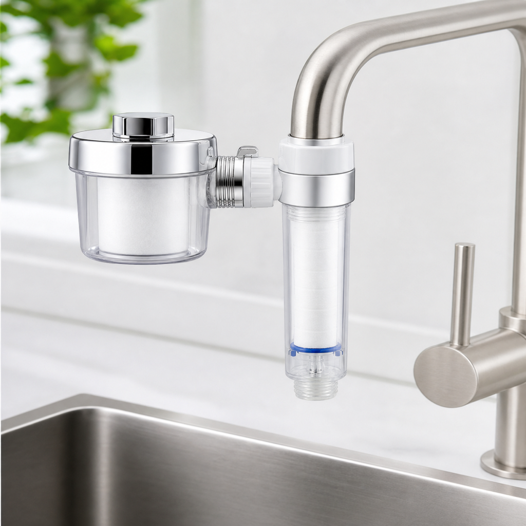 Kit purificateur de sortie d'eau en situation d’utilisation