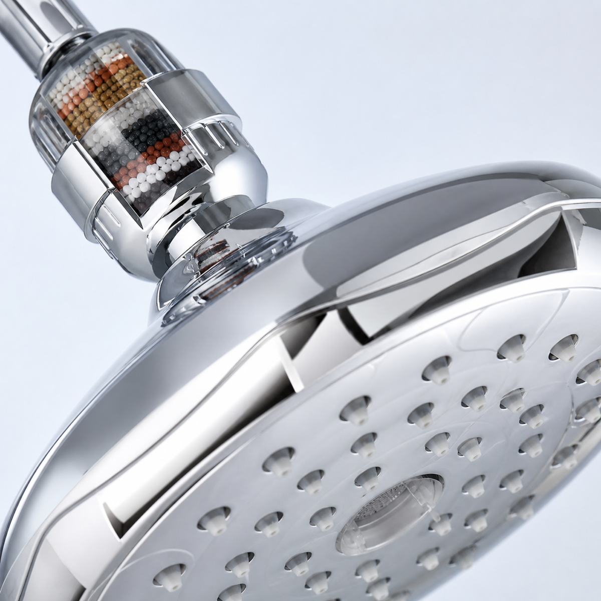Filtre de pomme de douche 15/20 étapes — détail de finition et matériau