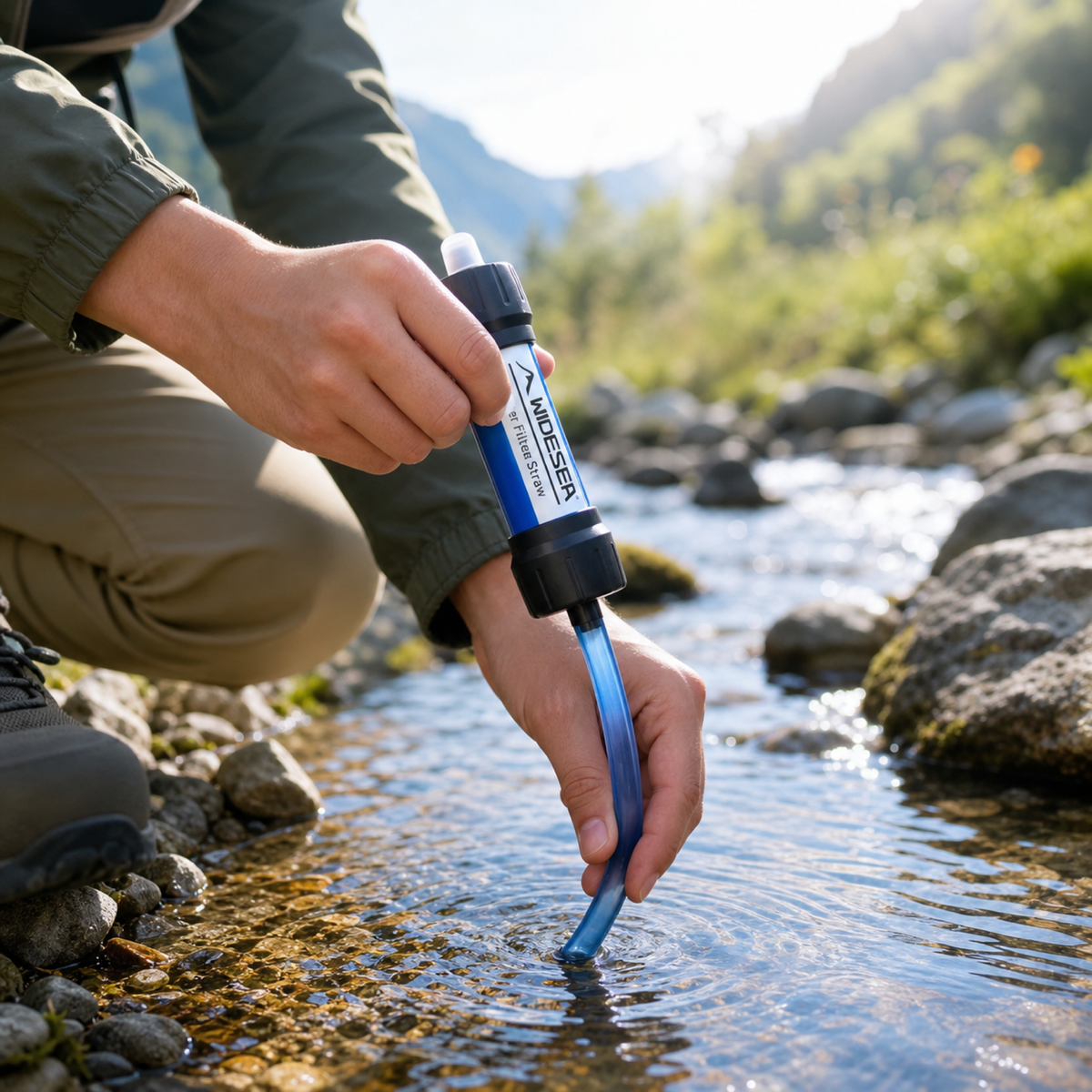 Purificateur d'eau de camping 0,01 micron Bonum Vitae installé à la maison