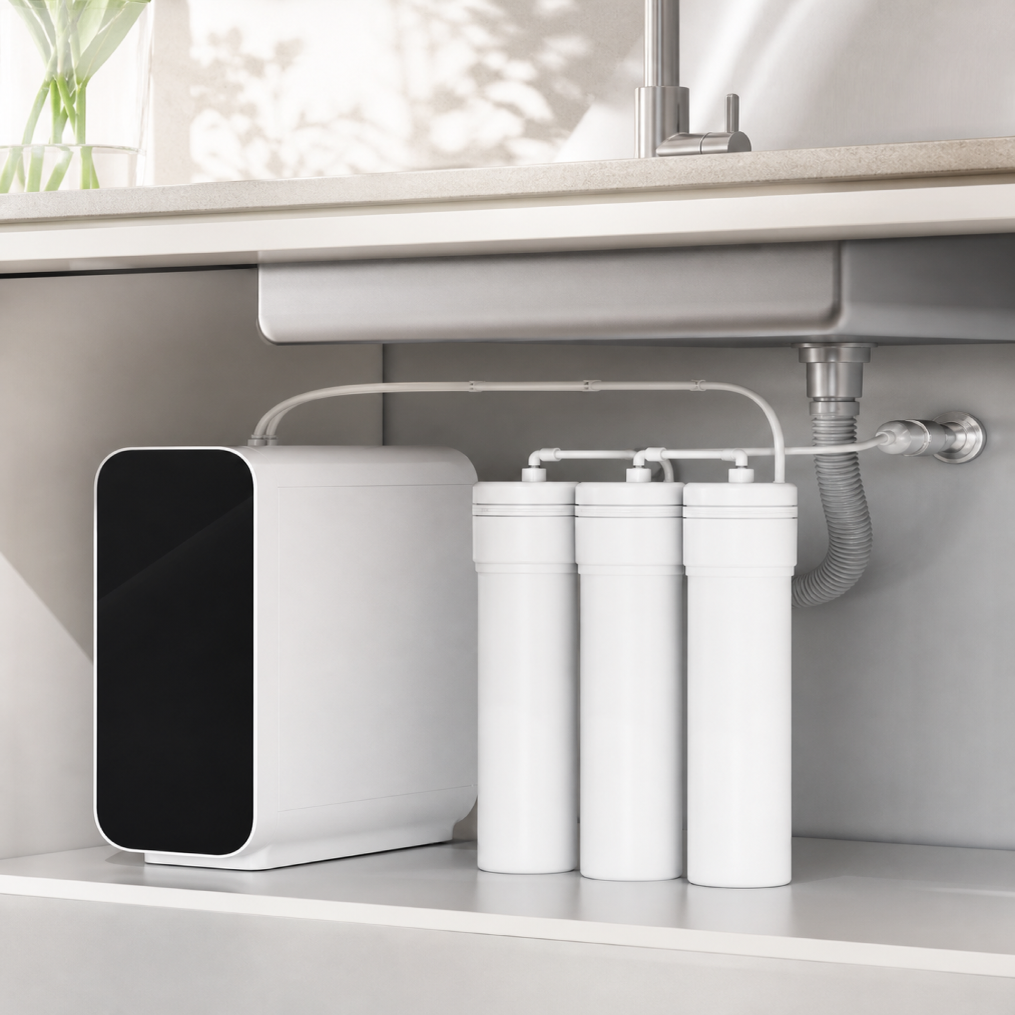 Filtration par osmose inverse OSWNKW 600 GPD haut débit Bonum Vitae installé à la maison