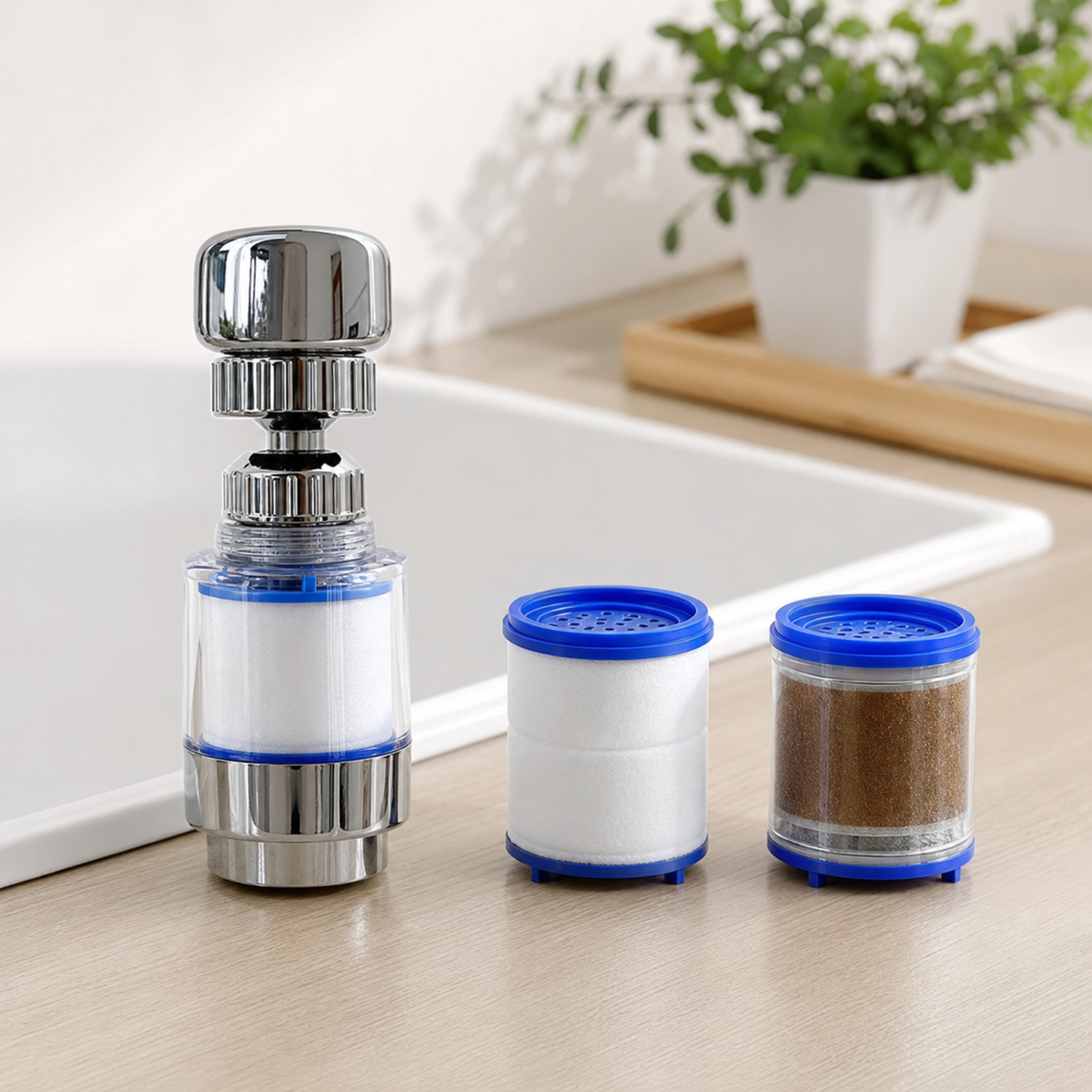 Éléments filtrants de robinet anti-chlore (lot) Bonum Vitae installé à la maison