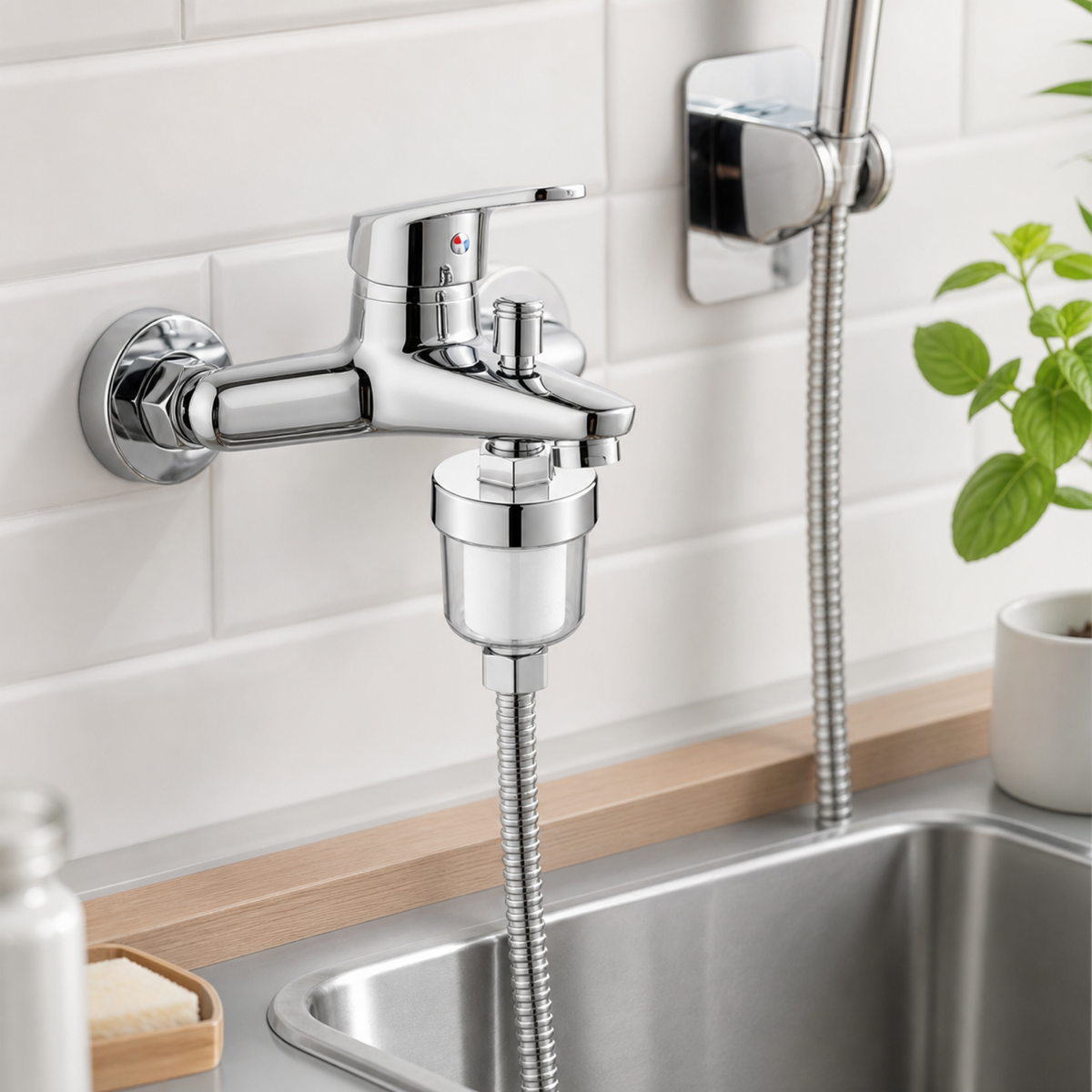 Kit purificateur de sortie d'eau Bonum Vitae installé à la maison