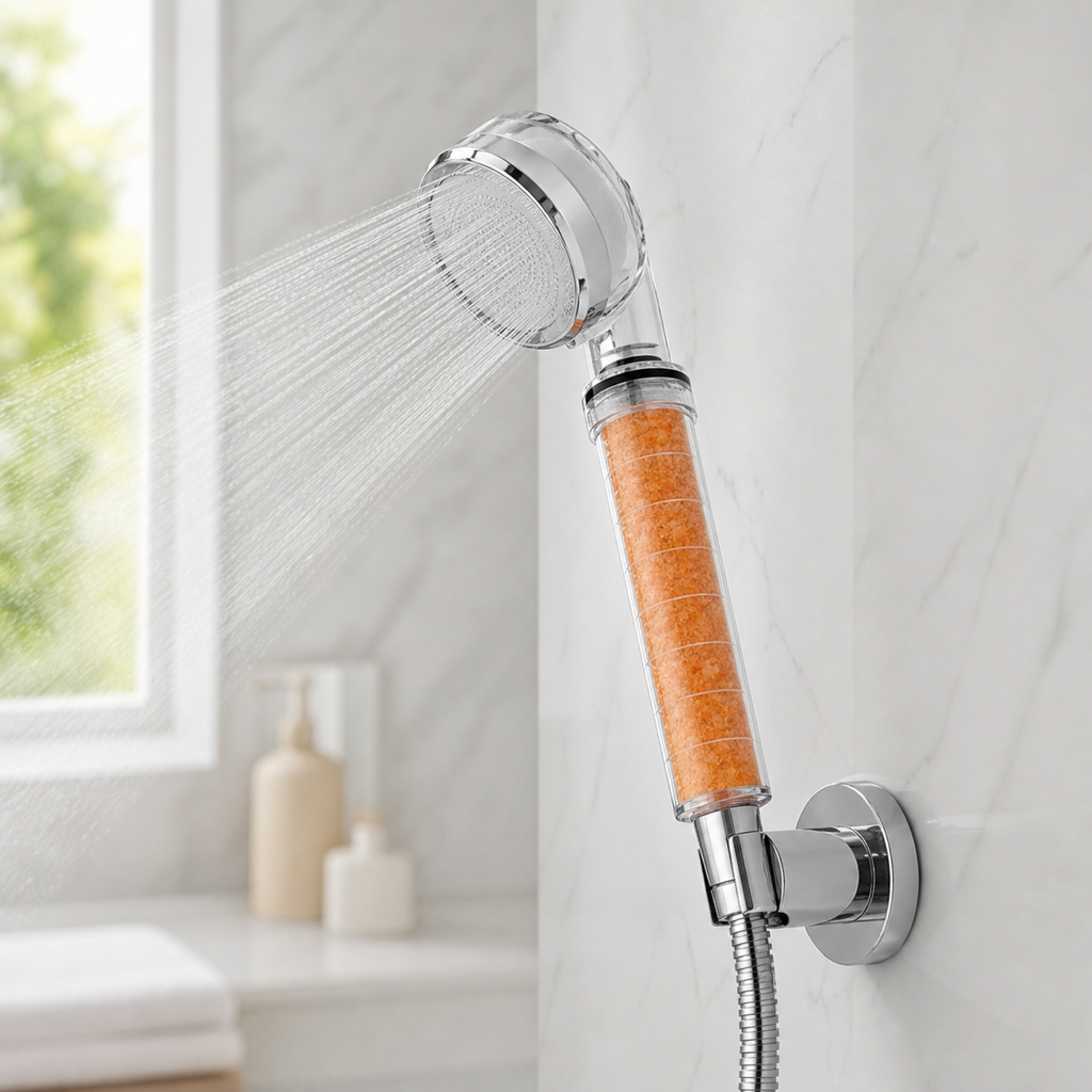 Filtre de douche à la vitamine C Bonum Vitae installé à la maison