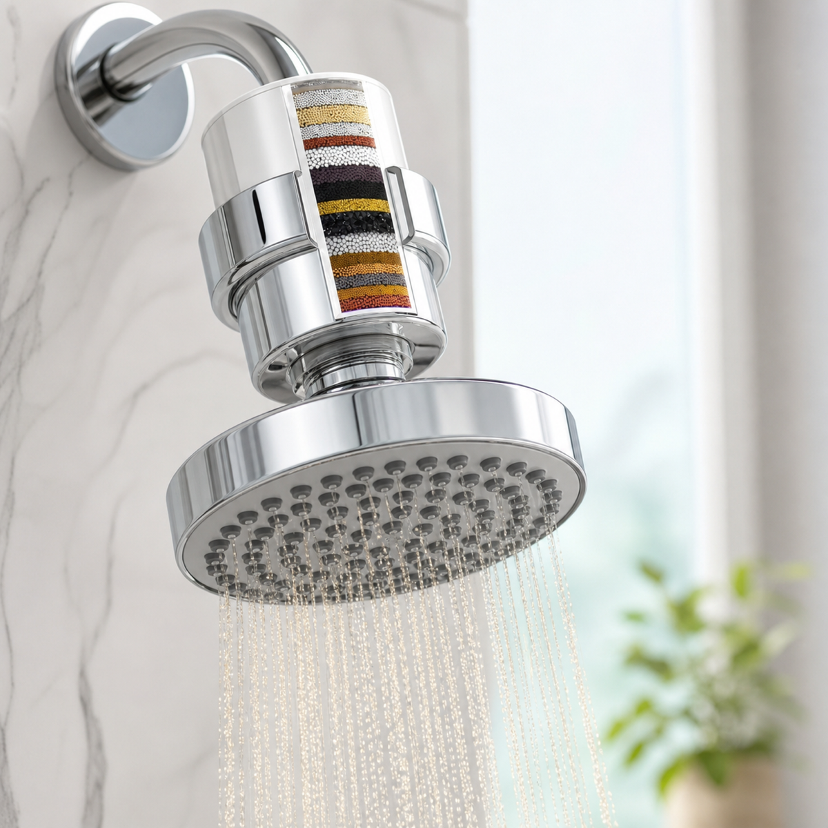 Filtre de pomme de douche 15/20 étapes Bonum Vitae installé à la maison
